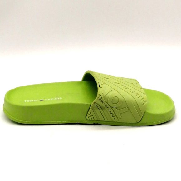 Tommy Hilfiger Womens Sandal Green Slide Wide Strap Molded Footbed Flat Heel 5 - Picture 2 of 9